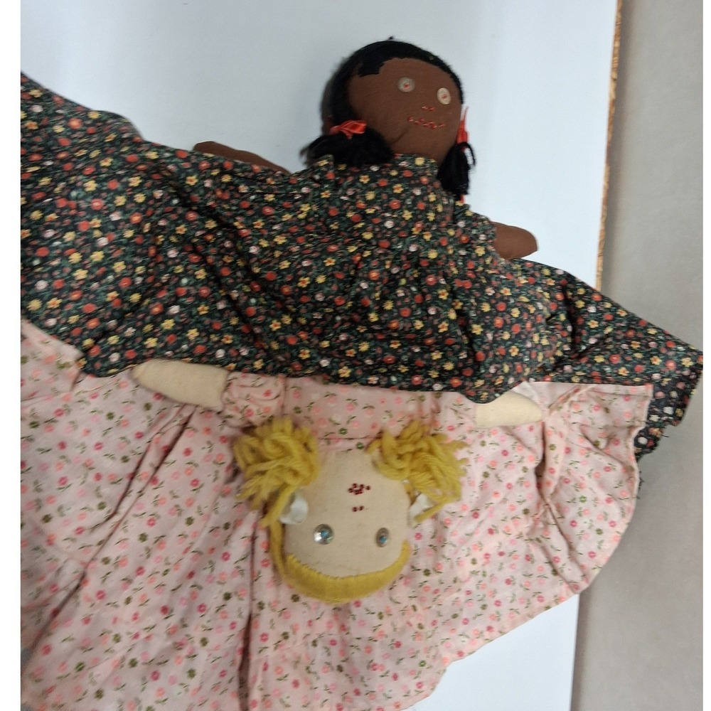 Vintage Handmade‎ Topsy Turvy Reversible Cloth Doll Floral Dress 15 Inch